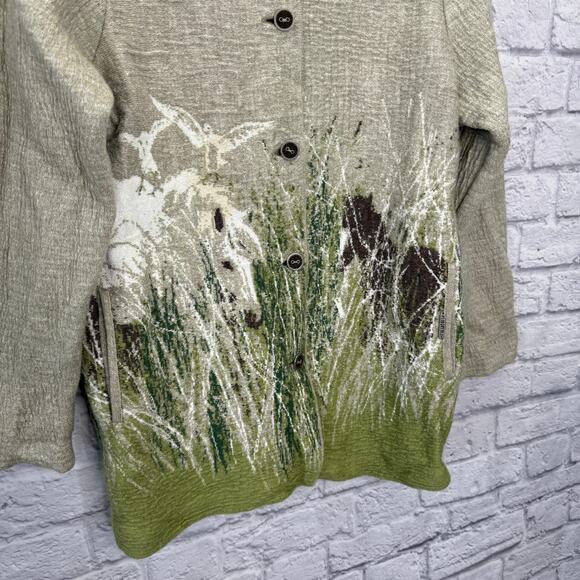 Geiger Womens Blazer Knitted Cardigan Wool Horses Design Size US L EU 42 $430 - Picture 2 of 11